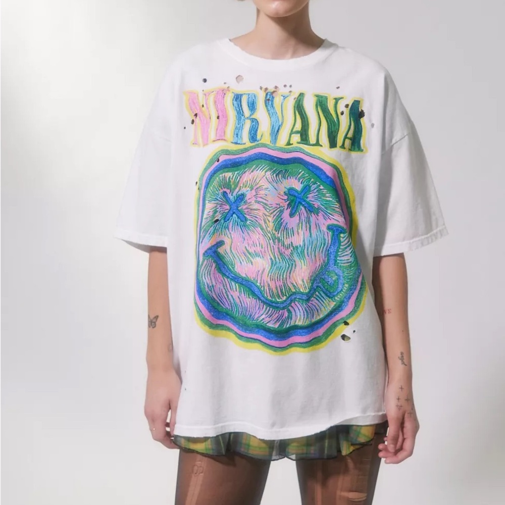 Urban Outfitters Nirvana Distressed T-Shirt Dress